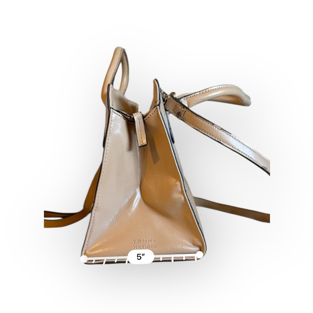 Tommy Hilfiger Double Top Handle Removable Shoulder Strap Beige Small Bag Purse - Picture 5 of 10